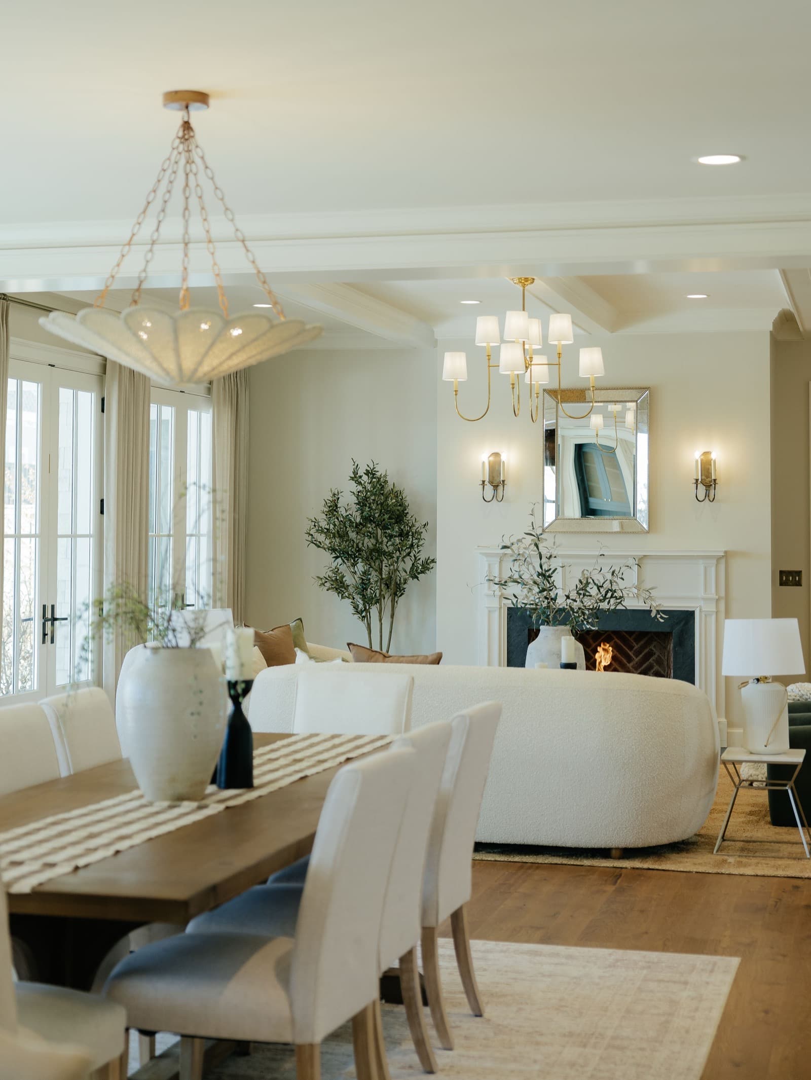 Beautifully staged Utah luxury home dining and living room